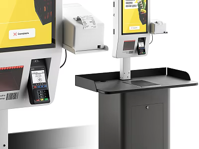 Modern Commercial Self Service Checkout Equipment With Touchscreen Display And Payment Terminal 3d model