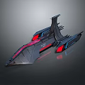 Futuristic Spaceship Design For Space Exploration With Aerodynamic Structure And Red Blue Lighting