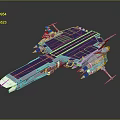 Futuristic Cosmic Spaceship 3D Model With Purple Silver Design And Multiple Thrusters 3d model