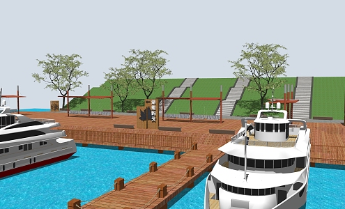 Modern Marina Yacht Marina Cruise Ship docking Ship drop-off boardwalk 3d model