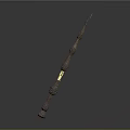 Decorative Wooden Staff With Intricate Carvings Gold Accents And Base