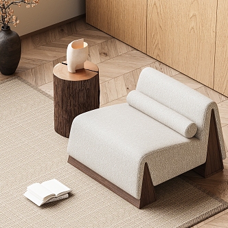 Modern leisure chair side potted carpet table lamp 3d model