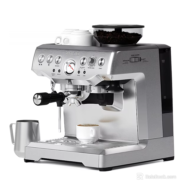 Stainless Steel Coffee Machine With Control Panel And Coffee Cup Kitchen Appliance 3d model 