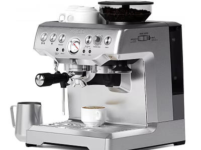 Stainless Steel Coffee Machine With Control Panel And Coffee Cup Kitchen Appliance 3d model