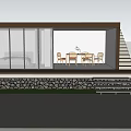 Modern Detached Villa Exterior With Glass Walls Gray Stone Facade And Surrounding Trees