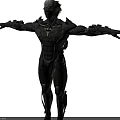 Game Movie Character In Black Mechanical Armor With Intricate Sci Fi Design And Outstretched Arms