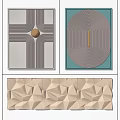 Modern Textured Wall Decorations with Geometric Circular Patterns and Gold Accents 3d model