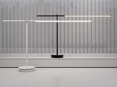 Modern Black and White Table Lamps with Adjustable Arms and Sleek Design 3d model