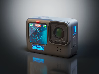 GoPro Action Camera With Digital Screen Display And High Resolution Recording Lens 3d model