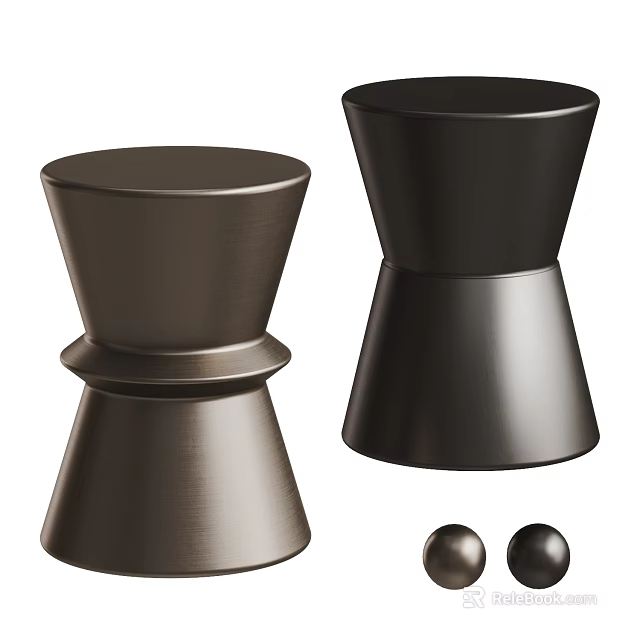 Elegant Modern Side Tables In Black And Brown With Sleek Metallic Finish And Contemporary Design 3d model 