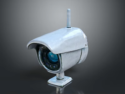 Outdoor Surveillance Camera With Antenna Clear Lens Protective Housing And Stable Mounting Base 3d model