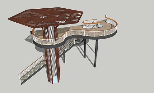 Modern Observation Deck Landscape Platform Vertical Landscape Elevator 3d model