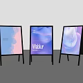 Three A Frame Advertising Boards With Gradient Backgrounds And Wabior Text