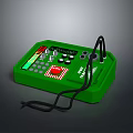 Green Digital Tester Device With Multiple Buttons Display Panel And Black Wires 3d model