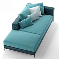 Modern Teal Woven Two Seater Sofa With Soft Pillows And Elegant Design 3d model