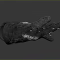 Grey Protective Gloves 3D Model With Reflective Silver Details And Design
