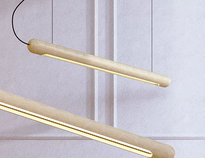 Modern Wooden Elongated Pendant Light With LED Lighting Sleek Design And Ceiling Mounted 3d model