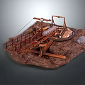 Heavy Duty Industrial Mechanical Equipment with Metal Frame Crane Arm and Platform on Dirt Ground