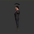 3D Cowboy Character Model With Floating Hat Pink Bandana And Outstretched Arms