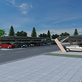 Solar Panel Canopy Covered Parking Lot With Parked Cars Trees And Road
