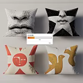 Abstract Lips Nose And Geometric Pattern Decorative Pillows With Artistic Designs 3d model