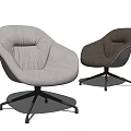 Modern Fabric Armchairs In Light Gray And Dark Brown With Metal Legs Design