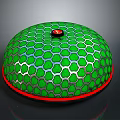 Green Hemispherical Equipment With Hexagonal Honeycomb Surface Red Button And Red Edge
