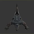 Fierce Reptilian Monster Animal Standing With Sharp Teeth Scales Claws And Scars