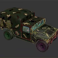 Green Camouflage Military Off Road Medical Vehicle With Red Cross Markings