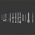 Various Military Weapons With Different Models And Designs Display Collection