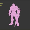 Futuristic Armored Warrior With Red Accents Holding Large Sword In Battle Stance