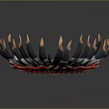 Traditional Fan Shaped Native American Feather Headdress With Red White Black Feathers And Tassels