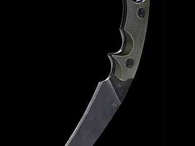 Tactical Combat Knife With Sharp Metal Blade And Green Textured Handle 3d model