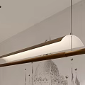 Modern Long Wooden Pendant Light with White Shade for Minimalist Interior Design