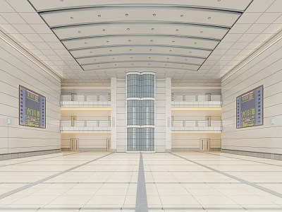 Modern Hall Office Interior Lobby 3d model