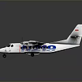 White Airplane Model With Propellers And Long Wings On Reflective Surface 3d model