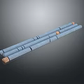 Blue Cylindrical Bars With Orange Ends Arranged Neatly On Dark Surface