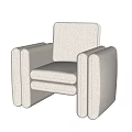 Beige Single Sofa With Plush Fabric Wide Armrests And Modern Design 3d model