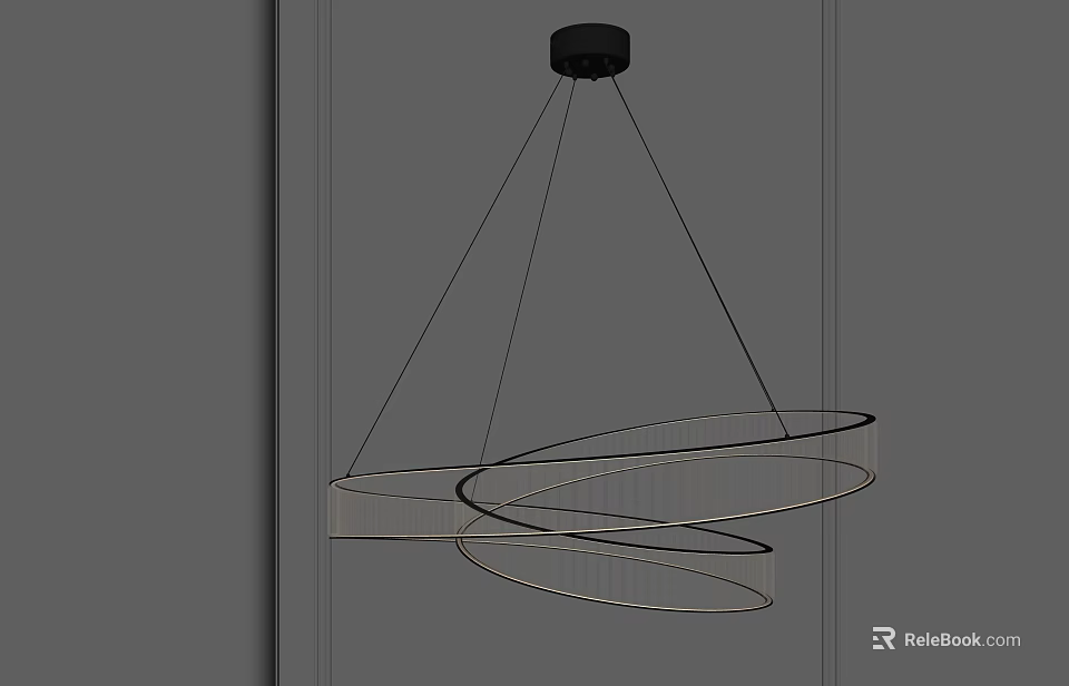 Modern Chandelier Design Featuring Circular Rings And Sleek Suspended Metal Structure 3d model 