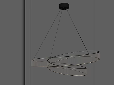 Modern Chandelier Design Featuring Circular Rings And Sleek Suspended Metal Structure 3d model