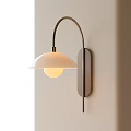 Modern Wall Lamp With Curved Metal Arm White Shade And Rectangular Base 3d model