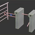 Modern Stainless Steel Accessible Turnstile With Wheelchair Symbol And Railings