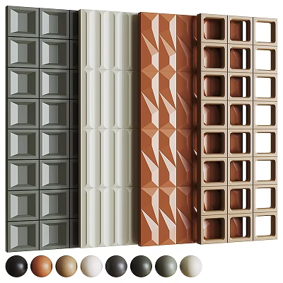 Modern Decorative Room Partitions With Geometric Patterns And Colorful Textured Panels 3d model