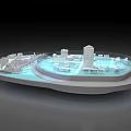 Modern Display Shelf Showcase Platform With Circular Lighting For Architectural Models 3d model