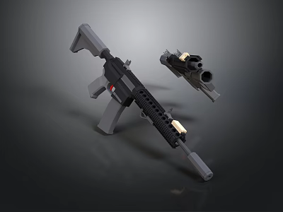 3D Model Assault Rifle With Tactical Scope Magazine And Design Details 3d model
