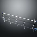 Modern Metal Wall Mounted Hooks With Multiple Hanging Prongs On Reflective Surface
