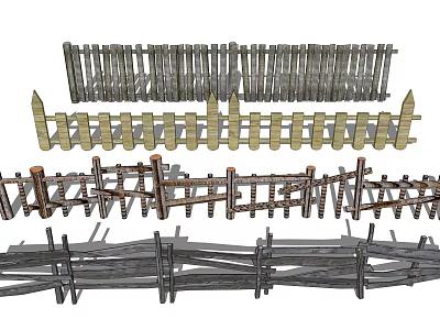 Various Wooden Fence Designs With Different Styles And Structures For Outdoor Use 3d model
