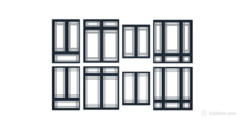 Different Window Frame Designs With Various Panel Styles For Home Use 3d model