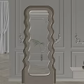 Scalloped Frame Mirror In Paneled Wall Room With Sofa And Decor