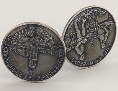 Silver Commemorative Coins With Engraved Vintage Patterns Year Markings And Text Details 3d model